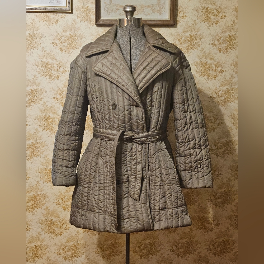 VINTAGE SIZE 12 60'S PUFFER JACKET GREY-GREEN COLOR